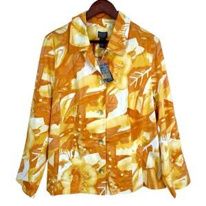 NEW NWT Additions by Chicos Sz XL 3 Yellow Jacket Blouse Shirt Top Tropical